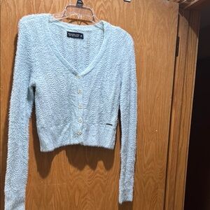 Light Blue Textured Cardigan Sweater